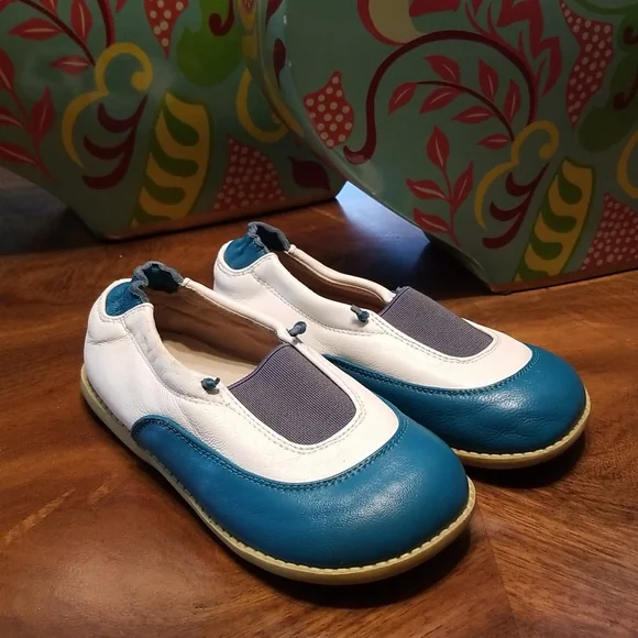 LIVIE LUCA TURQUOISE, WHITE & GRAY MARY JANE SLIP-ON SHOES....Size: US 13 - Picture 1 of 5